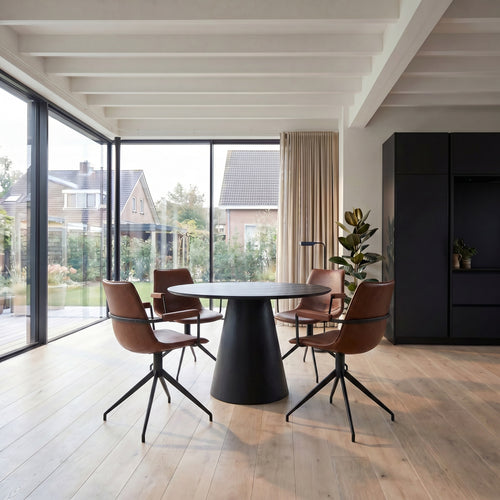 Furnhouse eetkamerstoelen armleuning Isabel - Cognacbruin - Kunstleer - Set van 6