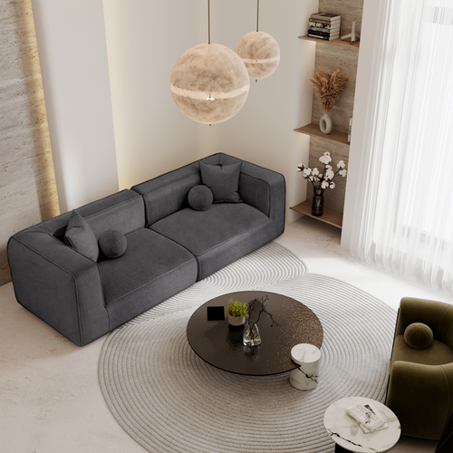 Premium Interiors - 3-zitsbank met geweven stofbekleding  SOFIA - kruisbinding grijs 250cm