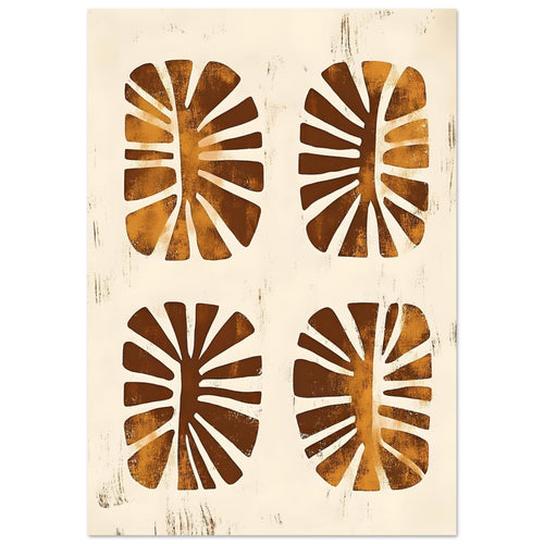 Artfulprints Poster met Lijst Boho – Leaf cutouts   - 30x40 cm - Bruin