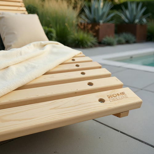 HOME DELUXE Golvend houten ligstoel WOLGA - 120 cm