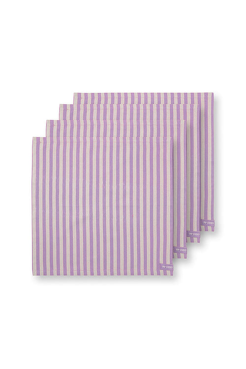 Pip Studio - Servetten Stripes - Lila - 40x40 cm - Set van 4