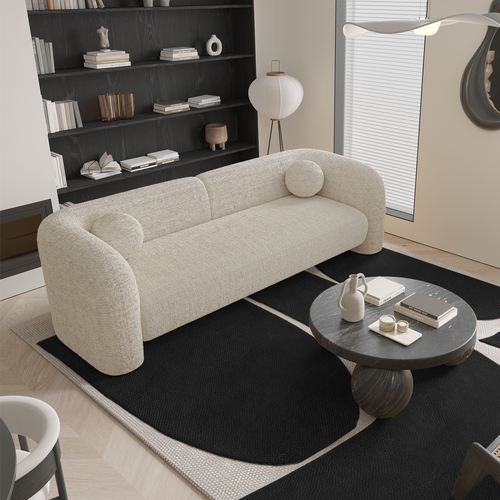 Sia Home - Rechte bank NOLA - Fluweel met patroon - Crème - 226cm - vtwonen shop