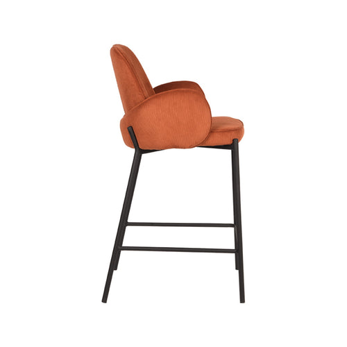 LABEL51 Barkruk Jari - Oranje Ribstof - Zithoogte 65cm - Set van 2