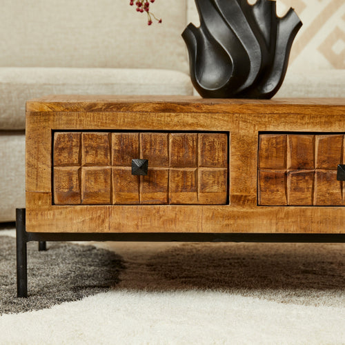 StarFurn Salontafel Brandy - Vierkant Naturel Mangohout - 80x80x40cm - vtwonen shop