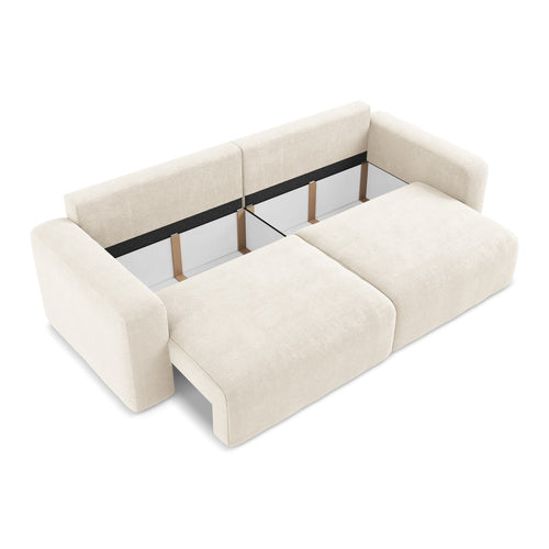 LaMiaSofa 3-zits slaapbank Ostia - chenille stof - lichtbeige - 244x102x79