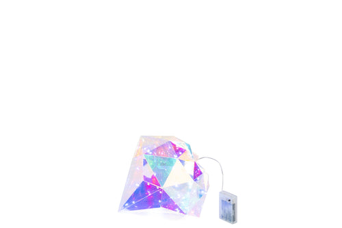 J-Line decoratie Diamant - kunststof - mix - small - LED lichtjes