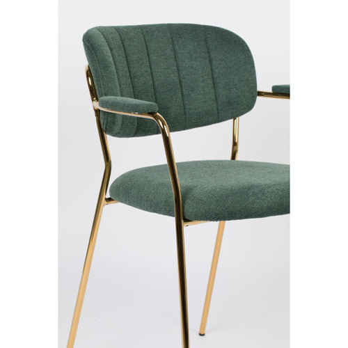Housecraft Living Jolien Eetkamerstoelen armleuning Goud/Dondergroen - Set van 2 - vtwonen shop