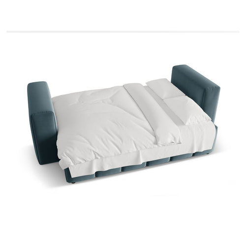 Cosmopolitan Design - Slaapbank met opbergdoos Verona 3-zits, flueel pastelblauw - 98x252x85cm