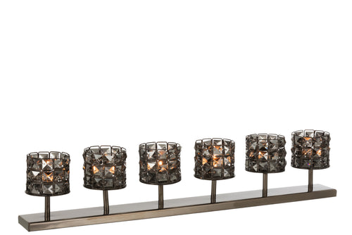 J-Line theelichthouder 6 Crystal - staal - grijs - vtwonen shop