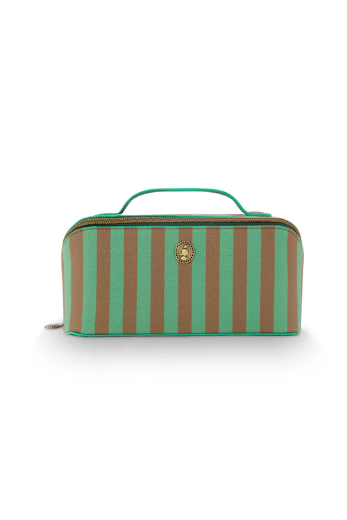 Pip Studio - Cyrille Make-up Tasje Dames - Stripe - Groen - 11x5x22cm - vtwonen shop