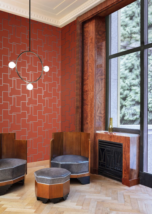 Masureel behang geometrische vormen rood - 70 cm x 10.05 m - 630519