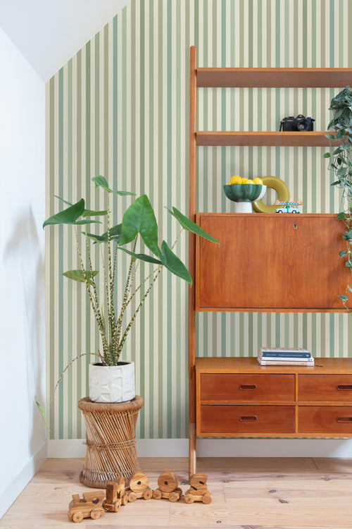 ESTAhome behang strepen groen - 50 x 900 cm - 131603 - vtwonen shop
