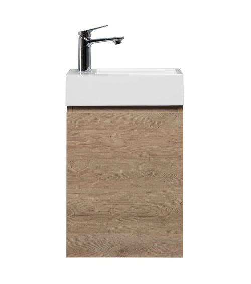 Badplaats Toiletmeubel Angela 40 x 22 cm – Kastanje Eiken – Fonteinmeubel met Wastafel