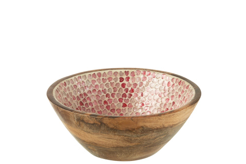J-Line kom Hart Mozaiek - hout - roze - medium - vtwonen shop