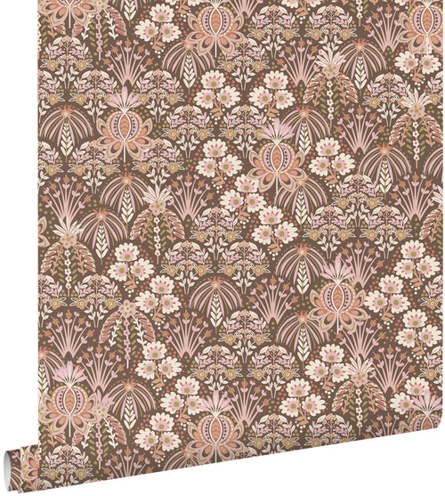 ESTAhome behang vintage bloemen in art nouveau stijl oudroze en bruin - 50 x 900 cm - 130974 - vtwonen shop