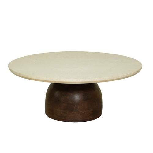 DÉJA Living Salontafel Miro - Rond Donkerbruin Marmer - 90x90x35cm