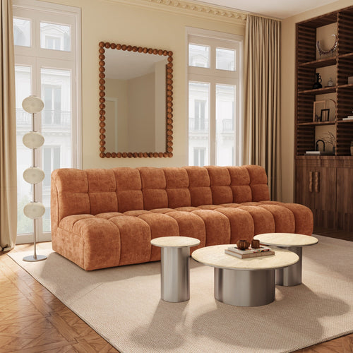 Premium Interiors - Bank SEVEN - gewaafd fluweel terracotta 243cm