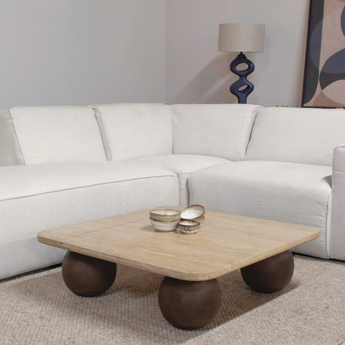 Giga Meubel Salontafel Nori - Vierkant - Travertin - 90cm