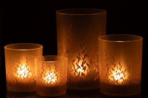 J-Line windlicht Sally - glas - oranje/transparant - large