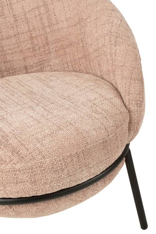 J-Line loungestoel + poef - ijzer - roze/zwart