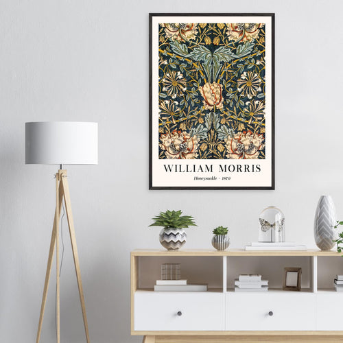Artfulprints Poster met Lijst William Morris - Honeysuckle 1876   - 30x40 cm - Donkergroen