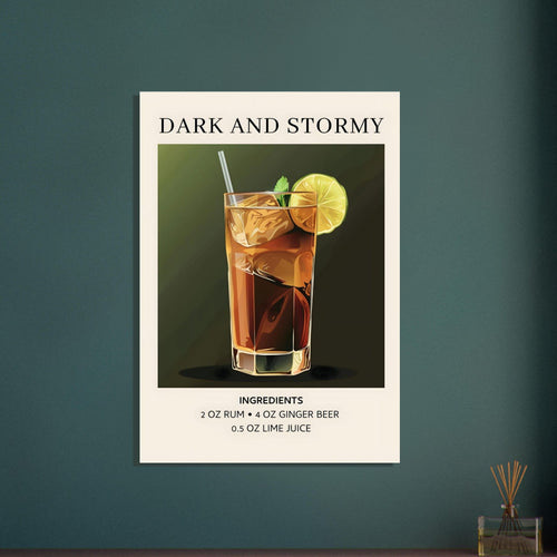 Artfulprints  Dark and Stormy cocktail - Ingrediënten   poster A4 21x29.7 cm - vtwonen shop