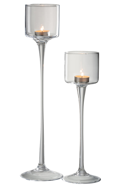 J-Line windlicht Op Voet - glas - transparant - large - vtwonen shop