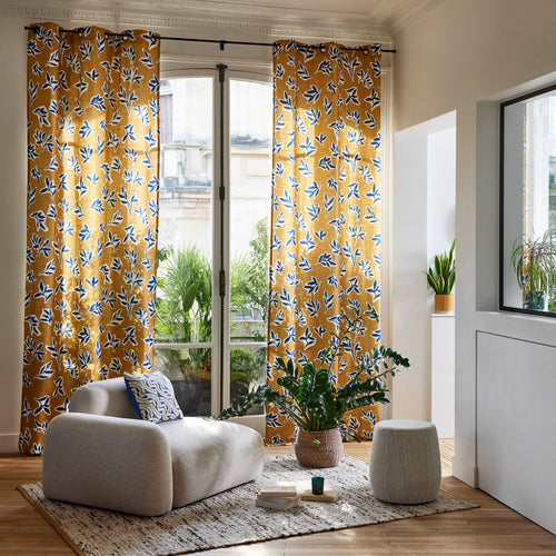 Madura Gordijn Mathyas oker en blauw 145x270 cm