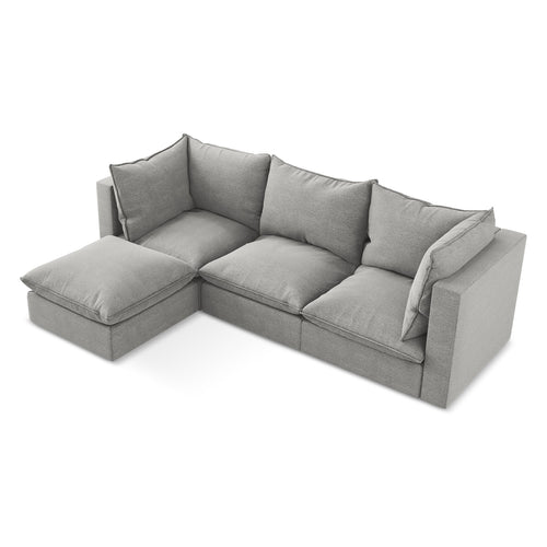 LaMiaSofa hoekbank links Ravenna - bouclé - lichtgrijs - 255x165x77