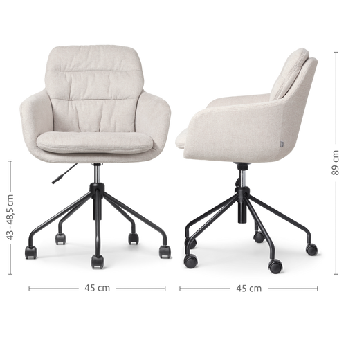 Nolon Nout-Mia Bureaustoelen Set van 2 - Beige - Zwart Onderstel