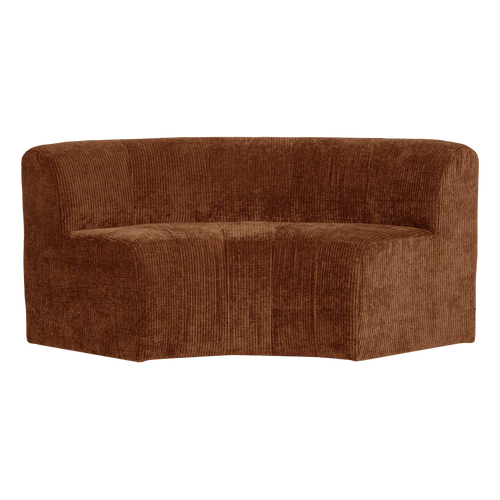 WOOOD eetbank halfronde hoek rugleuning Mojo Base - Rib - R.bruin - 83x152x76