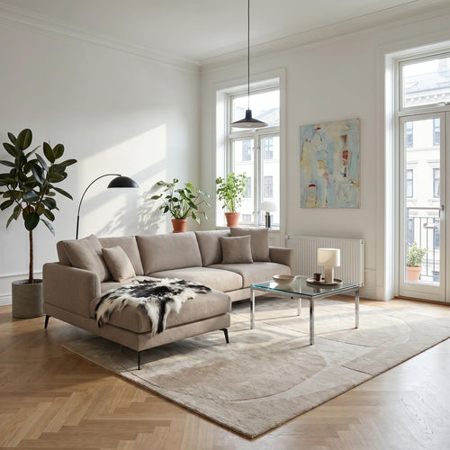 Furnhouse chaise longue bank links Maggie - Taupe - Stof - 95x290x90