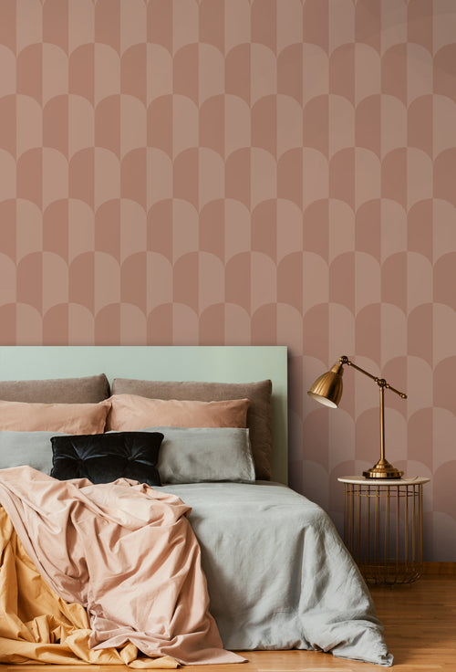 ESTAhome behang art deco bogen terracotta roze - 53 cm x 10.05 m - 131238 - vtwonen shop