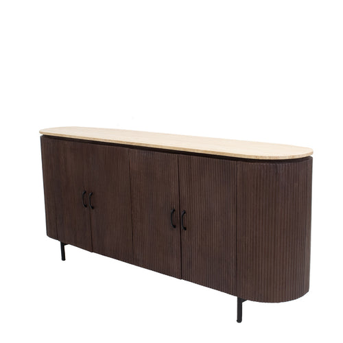 Giga Meubel Dressoir Amber - Bruin - Mangohout/Travertin - 200cm - vtwonen shop