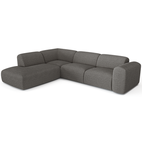 Sia Home - Grote hoekbank, links MYRA - bouclé-stof grafietgrijs 269cm