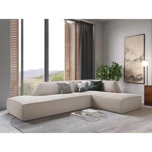 Cosmopolitan Design - Modulaire hoekbank rechts Siena 4-zits, flueel beige - 180x273x69cm