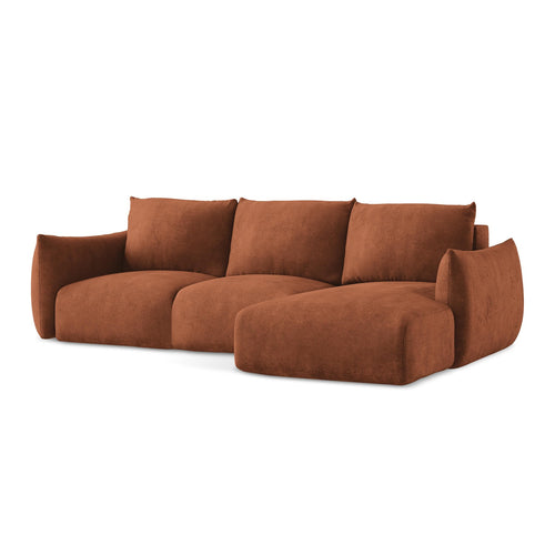LaMiaSofa hoekbank rechts Savona - chenille stof - terracotta - 242x162x90