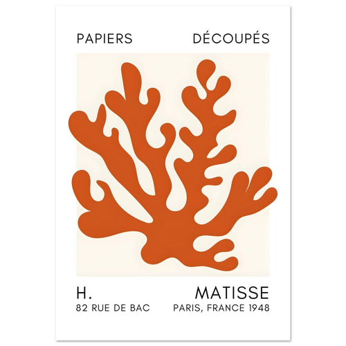 Artfulprints Poster met Lijst Matisse – Saltflower shapes orange   - A4 21x29.7 cm - Oranje