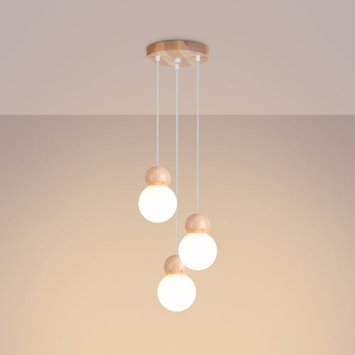 Sollux Lighting Hanglamp PEKKA 3P wit/natuurlijk hout - 31x31x124cm
