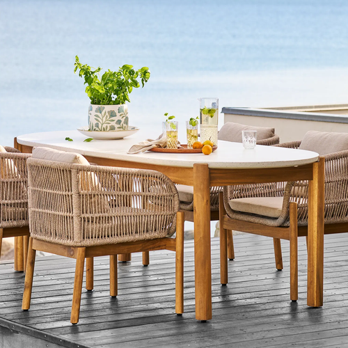 Artichok Teresa houten tuintafel naturel met terazzo blad -  210 x 95 cm