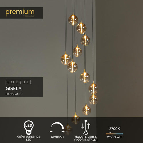 Lucide hanglamp GISELA - Geïntegreerde LED - Amber - vtwonen shop