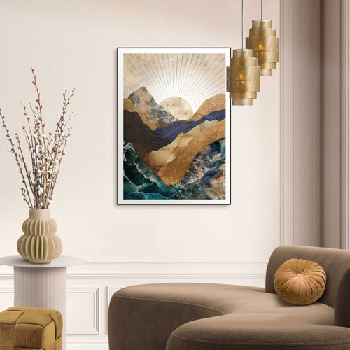 Reinders Golden Horizon schilderij -  blauw - woonkamer - 70x50cm