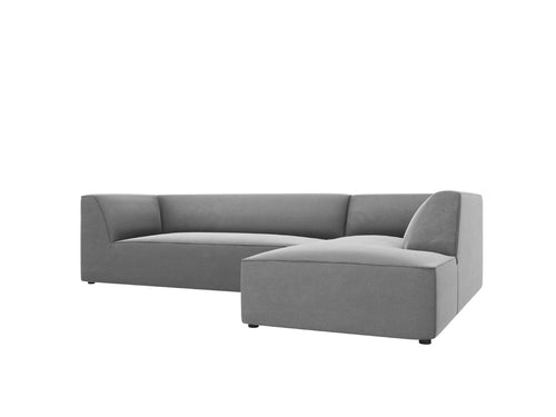 Micadoni rechter hoekbank Ruby 4-zits, flueel, grijs - 180x273x69cm
