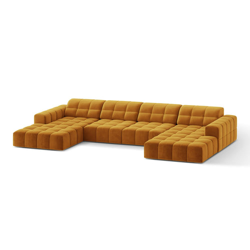 Cosmopolitan Design - Panoramische bank Chicago 6-zits, flueel geel - 167x375x78cm