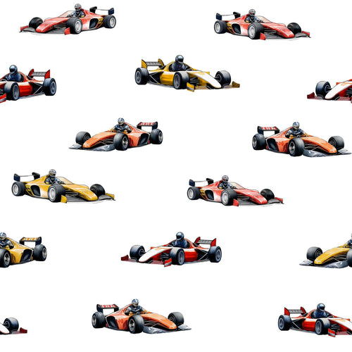 Sanders & Sanders behang race auto's rood, oranje en geel - 50 x 900 cm - 935373