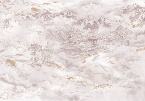 Sanders & Sanders fotobehang berglandschap licht paarsgrijs - 400 x 280 cm - 612054