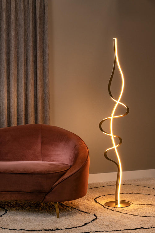 Lucide vloerlamp LAMBADA - Geïntegreerde LED - Mat Goud / Messing - vtwonen shop