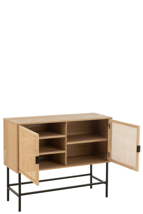 J-Line kast Vierkant - metaal - naturel/zwart - small