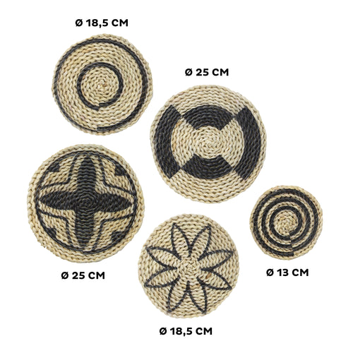 Art for the Home Rotan Wand decoratie Set van 5: 2x 25cm / 2x 18,5cm / 1x 13cm - vtwonen shop