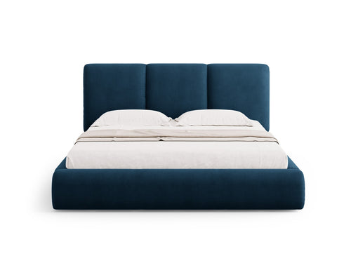 Cosmopolitan Design Opbergbed met hoofdeinde Nicolas 140x200cm, chenille, koningsblauw - 220x160x100cm